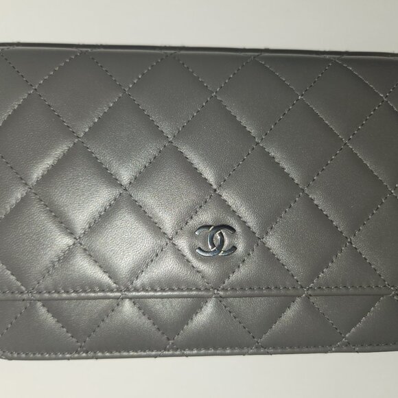 Chanel Caviar Quilted Boy Wallet On Chain WOC Grey - Picture 1 of 11
